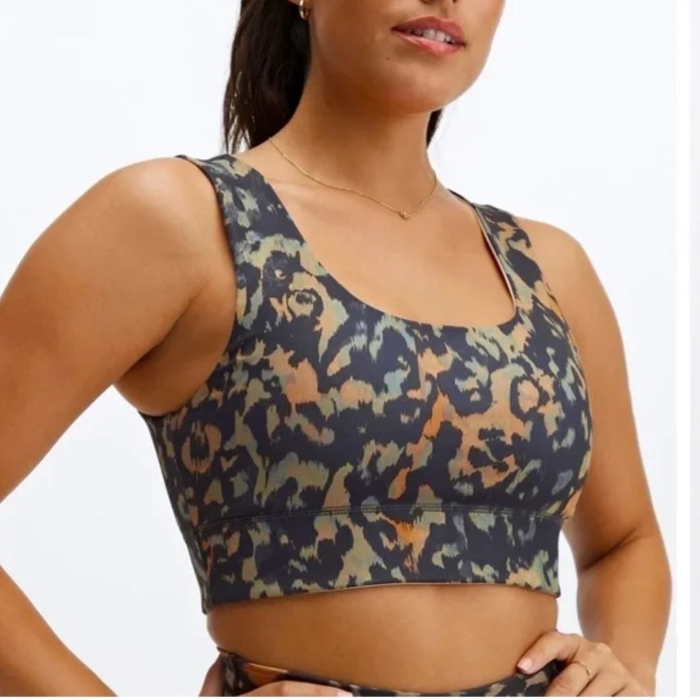 Fabletics Cheetah Print Harlow Reversible Sports Bra
